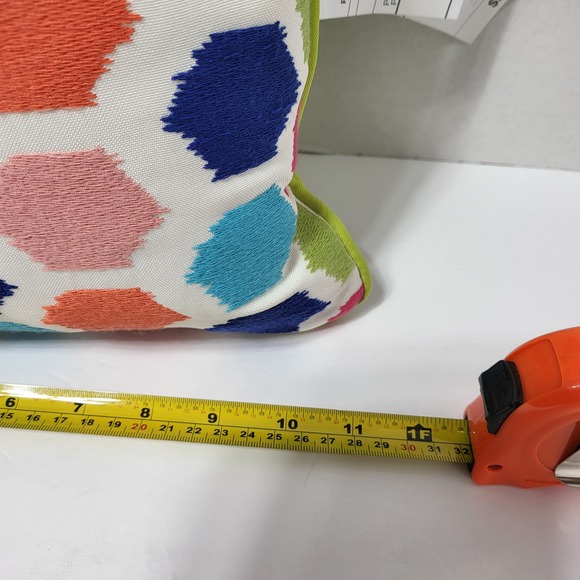 Pier 1 Selection Outdoor Lumbar Pillow Geometric Hexagon Lime Green Trim - Picture 7 of 7